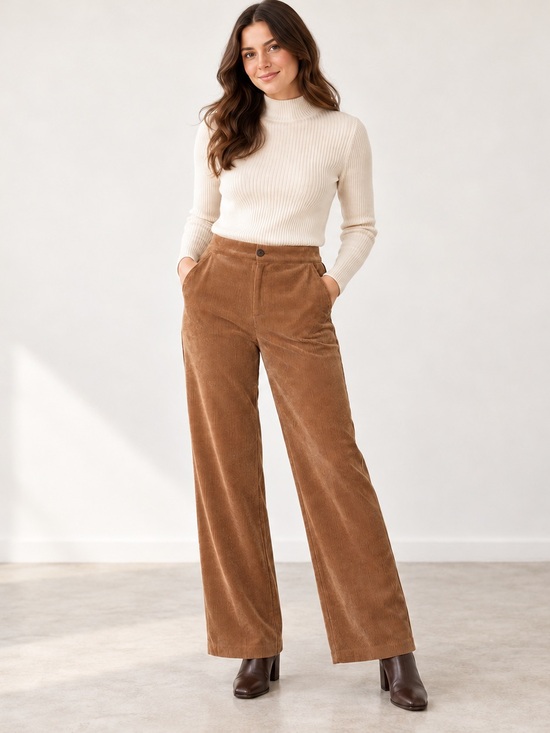 T Tahari Pants - T Tahari Camel-Brown Wide-Leg Corduroy Pants Size 10